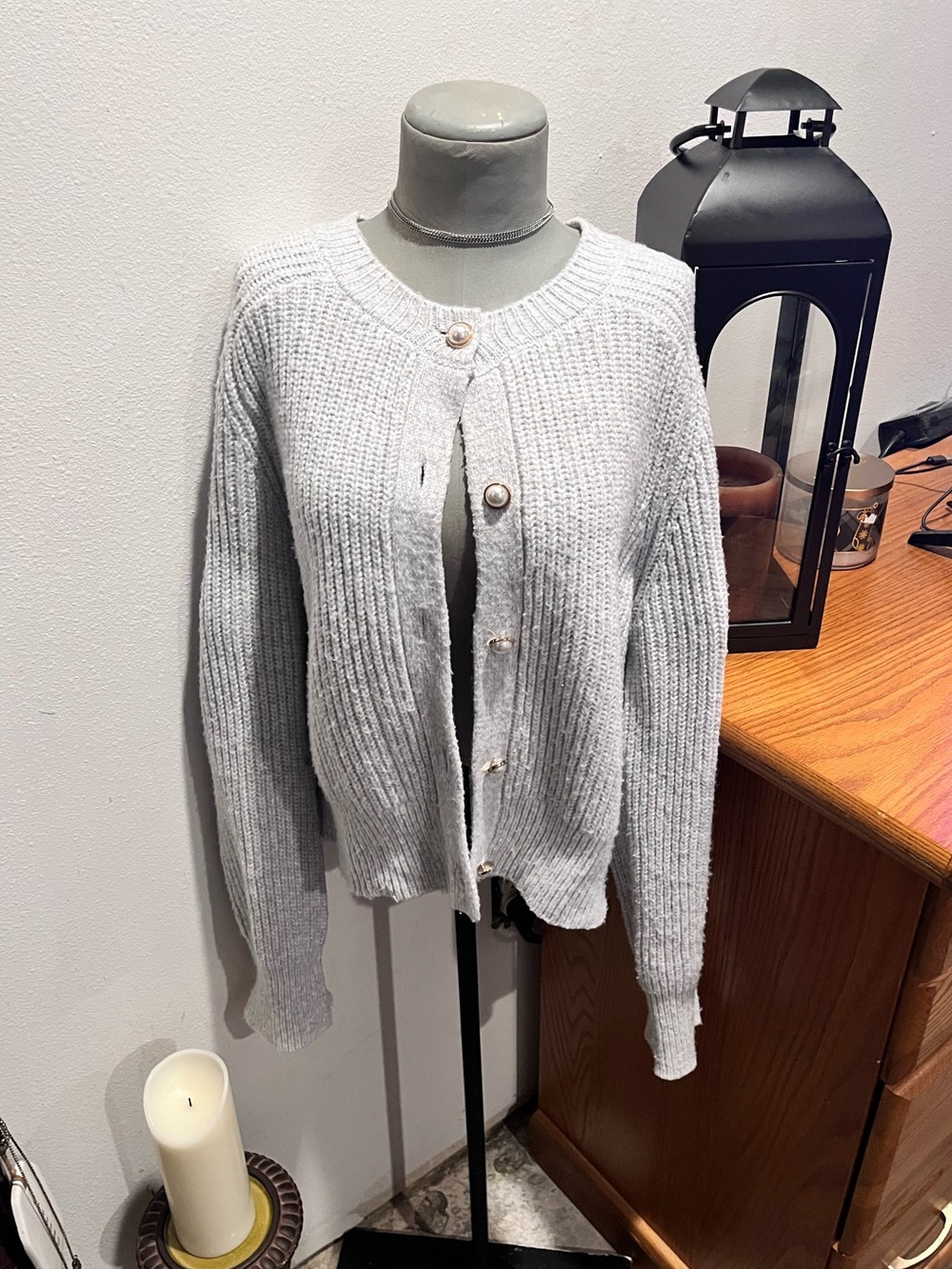 Silver Cardigan Sweater Women’s Size Large